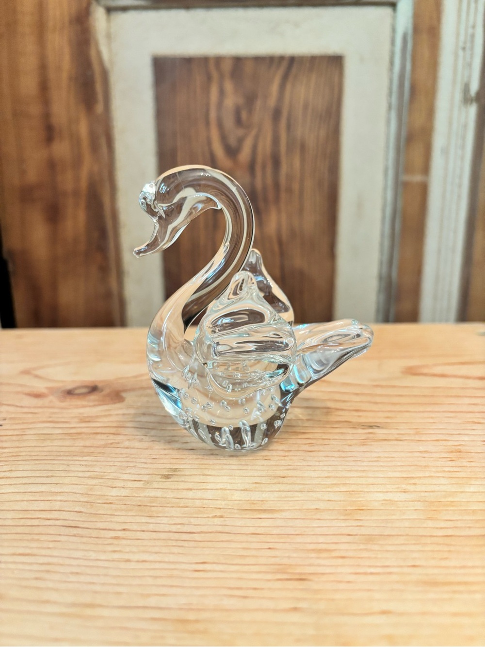 Clear Glass Swan Figurine Home Art - Elegant Clear Decor